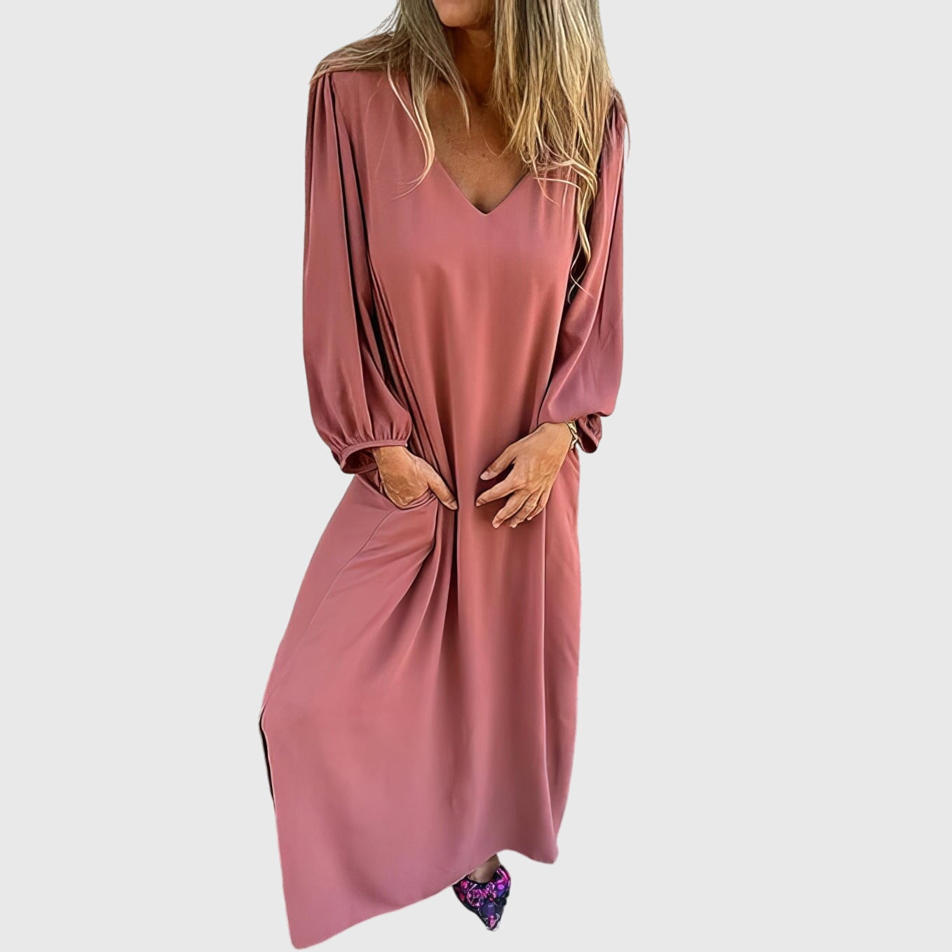 Carol™ - Pitkä Boho-mekko taskuilla