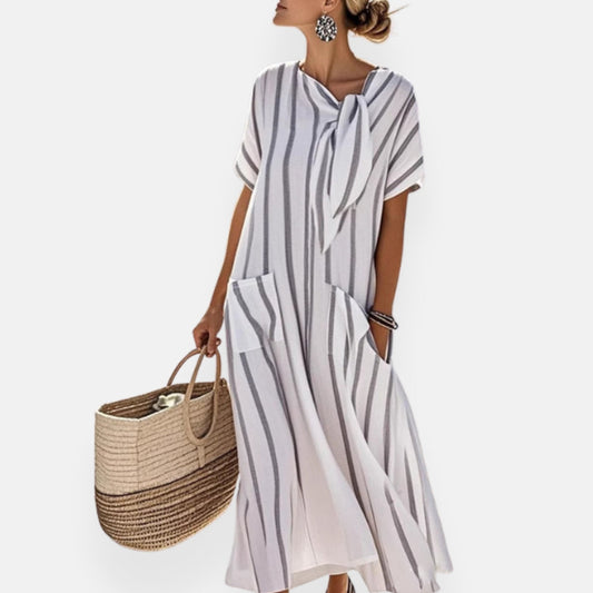 Loriane | Rento Raidallinen Mekko Solmukauluksella