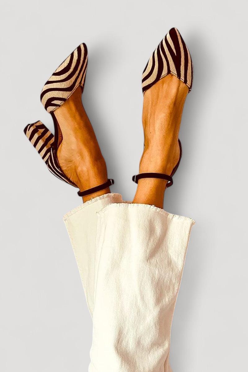 Zebrina™ | Sandalet keskipitkällä korolla ja seepra-kuviolla