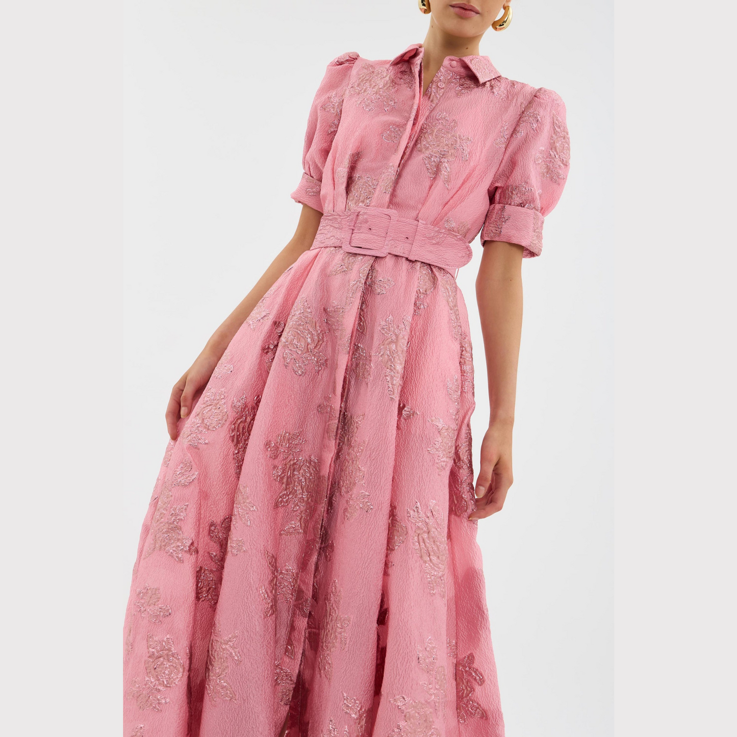 Beatrice™ | Vaaleanpunainen Mekko Puffihihnoilla