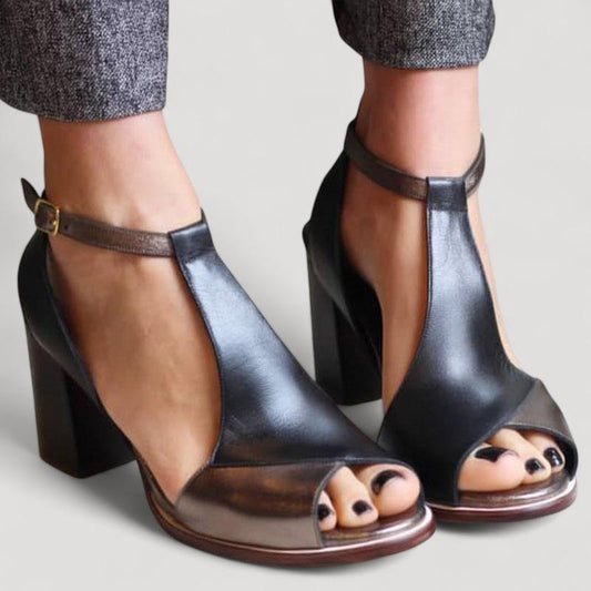 Nadaria | Mustat Patchwork-Peep-Toe-Korkosandaalit