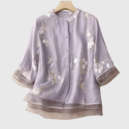 Nellie™ | Elegantti Paita Kirjotuilla Kukkasilla