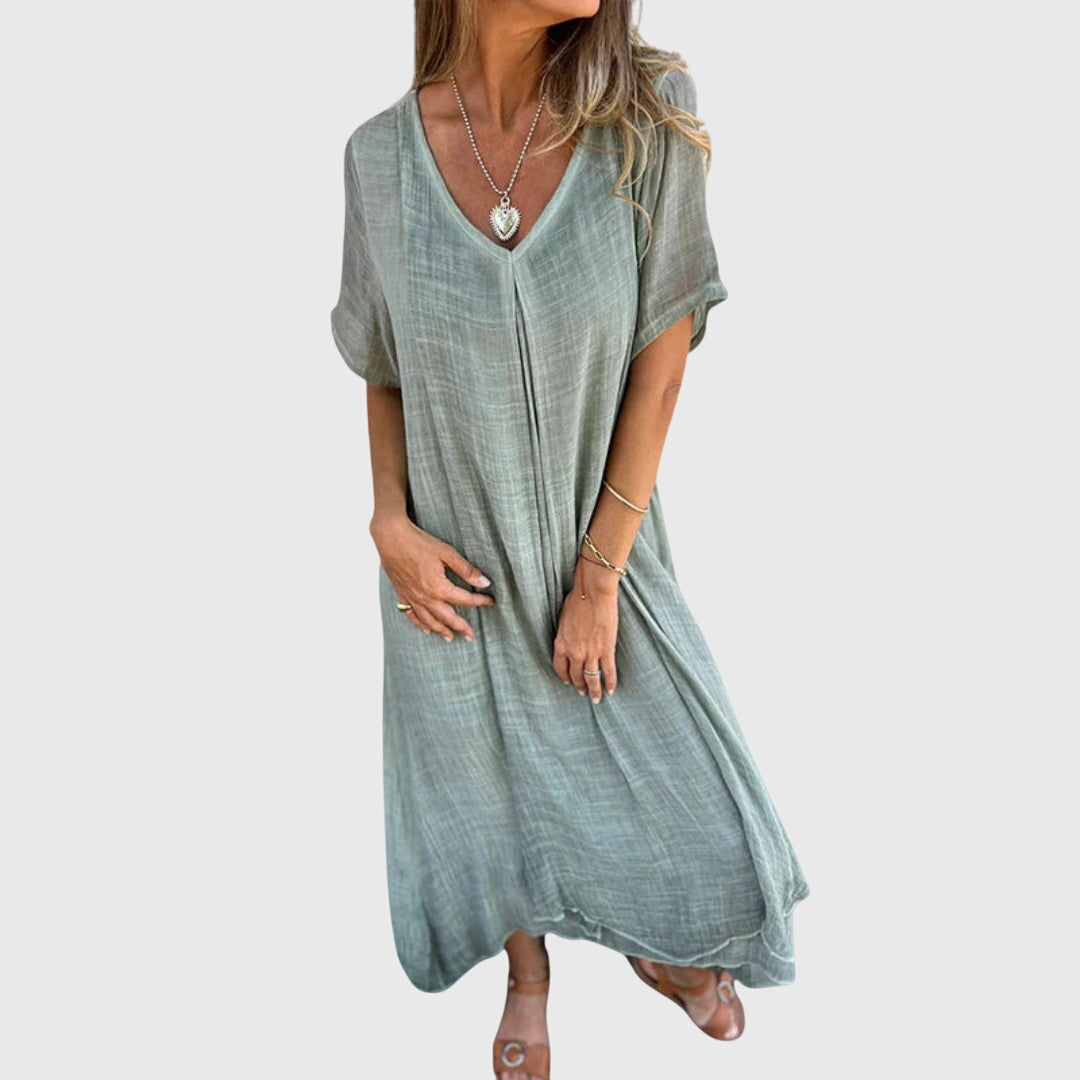 Fiona™ – Elegantti Kevyt V-Pääntie Mekko