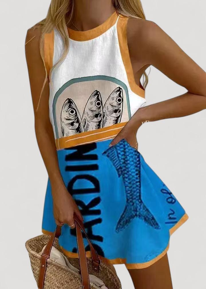 Giorgia™ | Sininen Printti Minimekko