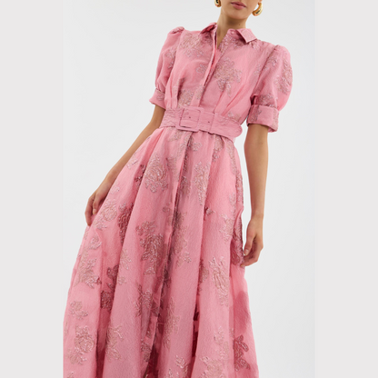 Beatrice™ | Vaaleanpunainen Mekko Puffihihnoilla