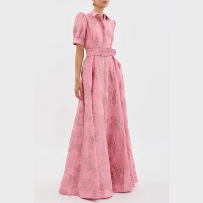 Beatrice™ | Vaaleanpunainen Mekko Puffihihnoilla