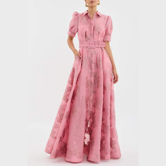 Beatrice™ | Vaaleanpunainen Mekko Puffihihnoilla