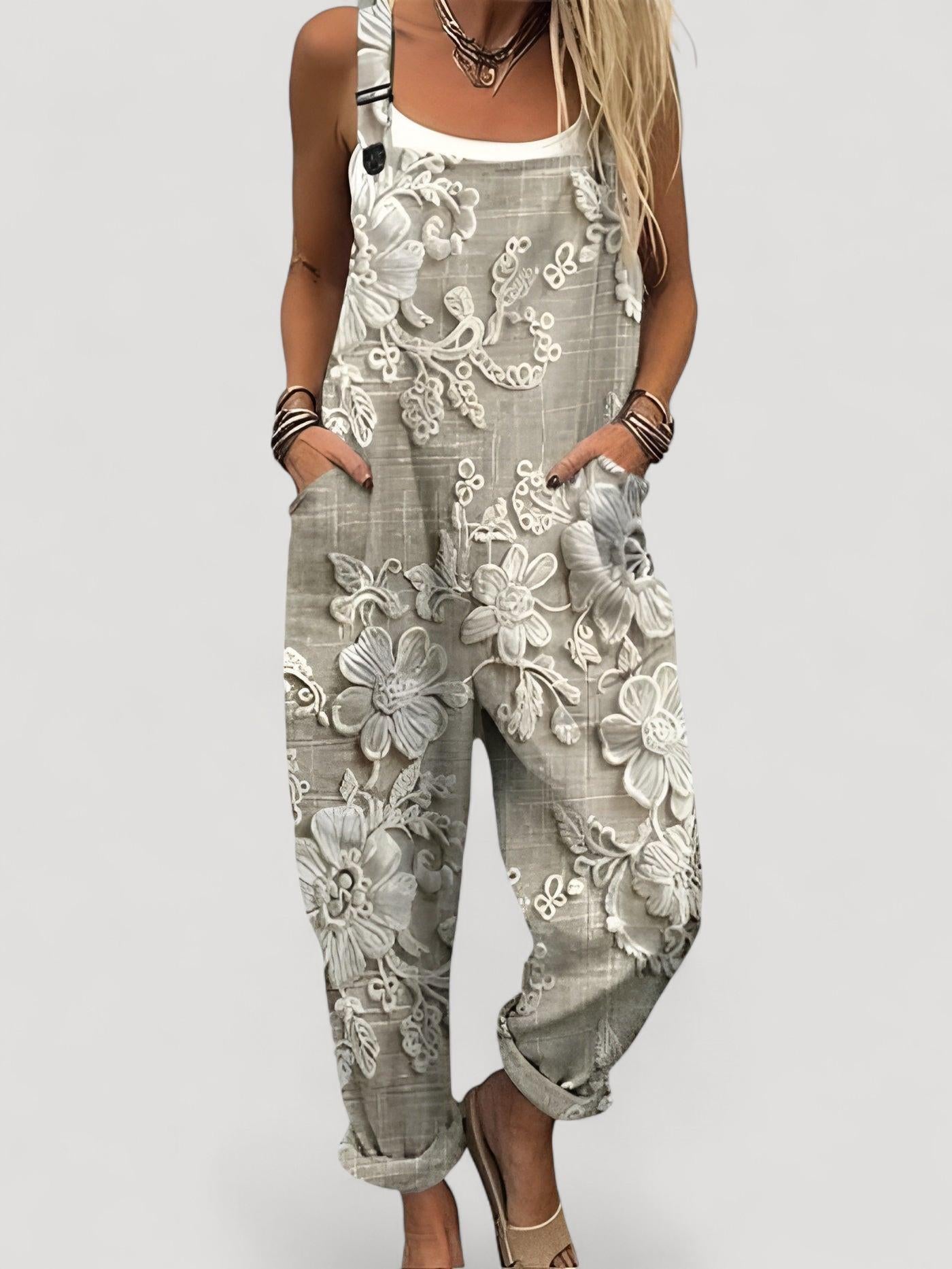 Aukje™ | Naisten vintage kukkakuosiset haalari ja taidepainanta