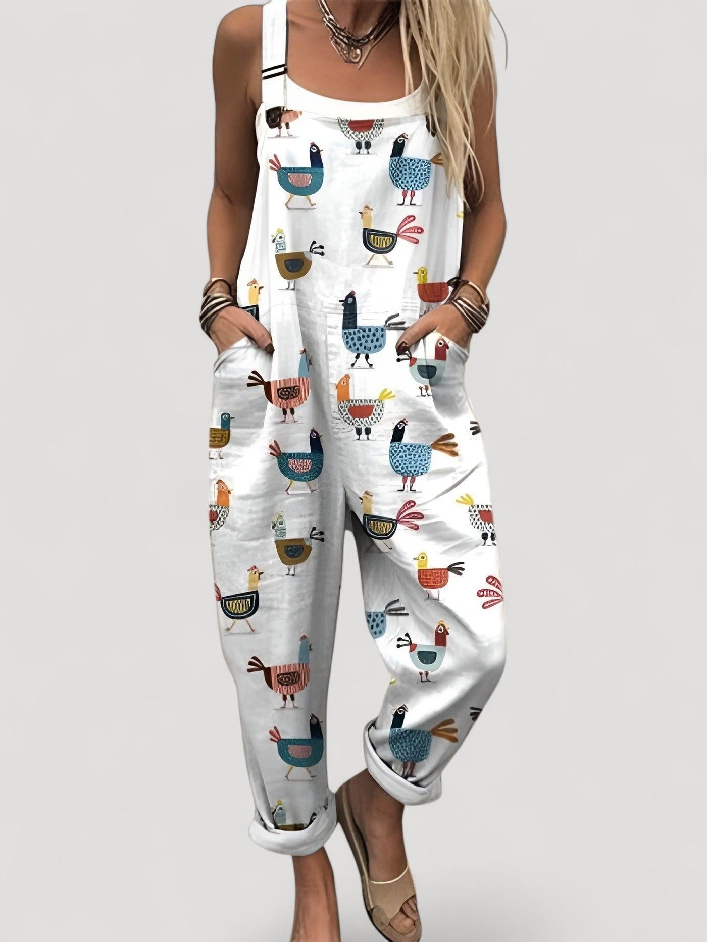 Aukje™ | Rentomallinen naisten haalari, jossa on hauska maatilan kana -kuvio