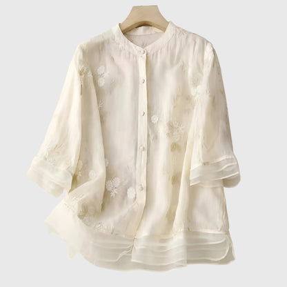 Nellie™ | Elegantti Paita Kirjotuilla Kukkasilla