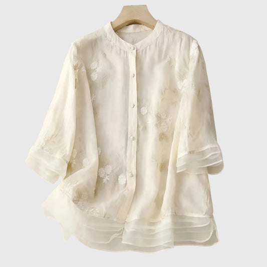 Nellie™ | Elegantti Paita Kirjotuilla Kukkasilla