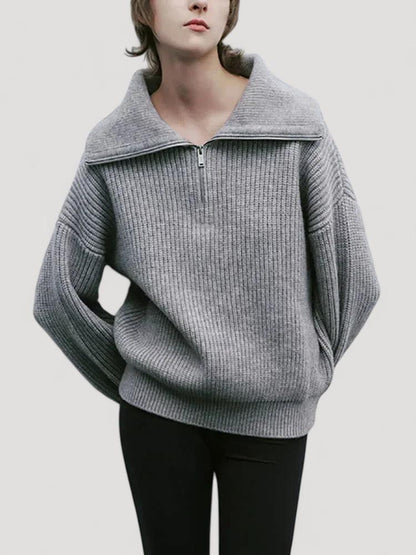 Luisa™ - Tyylikäs leveä neule vetoketjulla