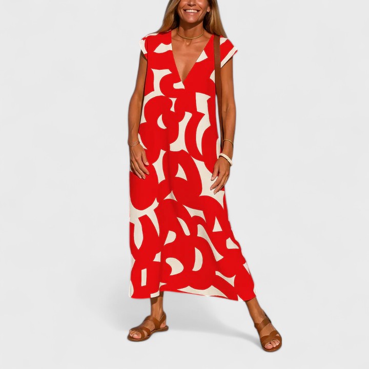 Valery™ | Laskostettu V-pääntie Mekko